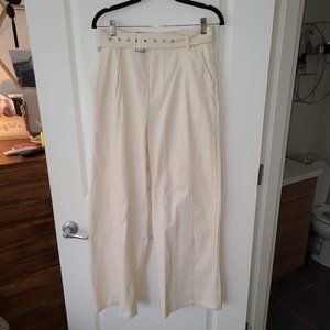Ivory Solid Bell Bottom Pants w/ Belt